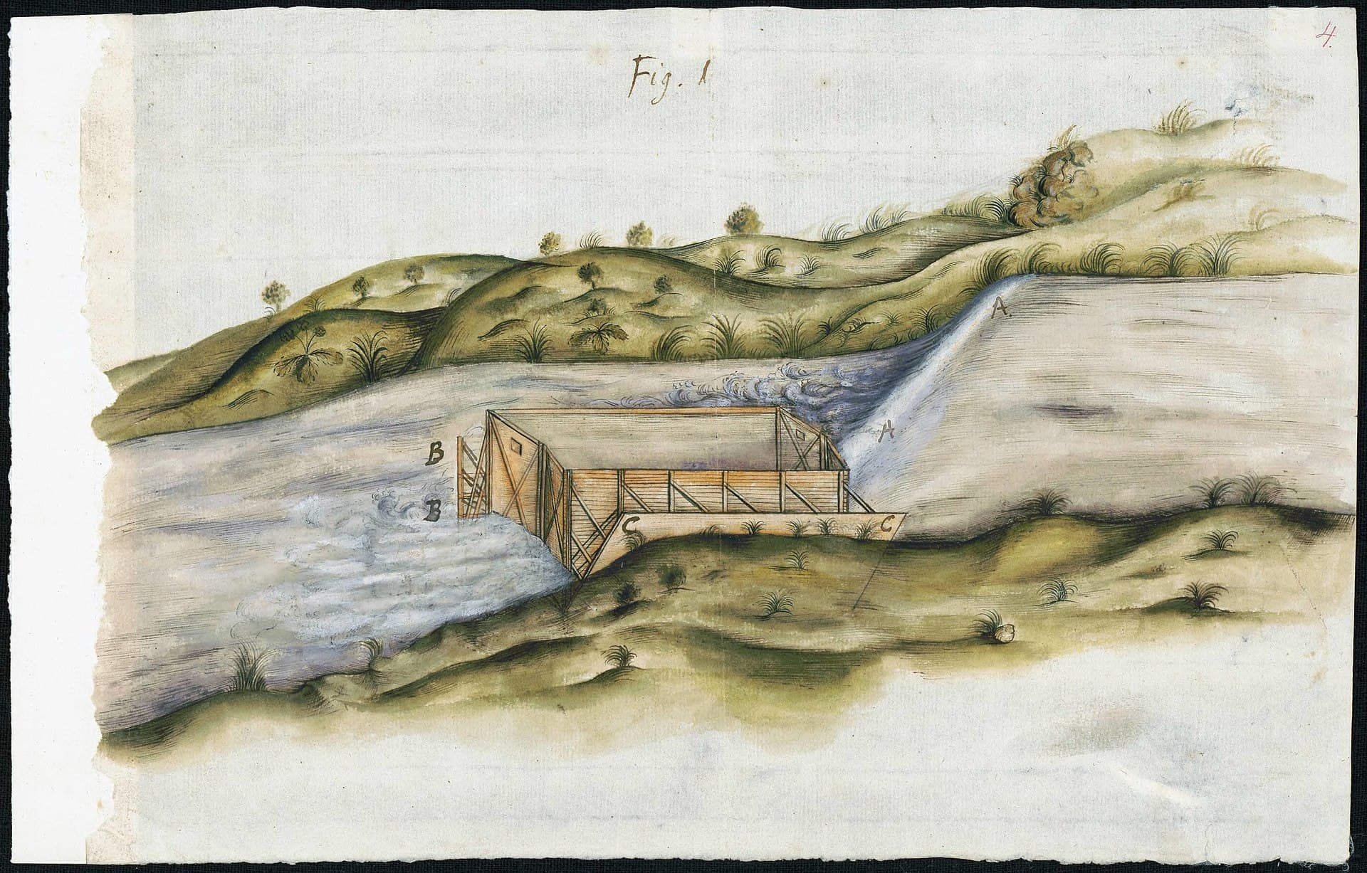 Trollhättan Locks — historical painting